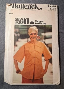 Butterick Instant Fashion Patterns 4723 sew & go "tie on a terrific top" vintage - Picture 1 of 3
