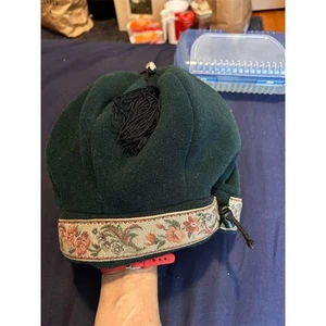 Gran Sombrero Unisex Verde Sombrero para Fumar con Borla y Borde Floral - Imagen 1 de 8