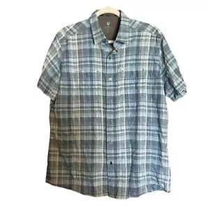 KUHL Shirt Mens Large Multicolor Plaid Button Up Linen Blend Top - Picture 1 of 9