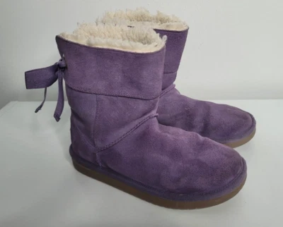 Koolaburra by UGG Kids Girls Size 3 Bow Tie Purple Andrah Short Boots #1108611 - Image 1 of 4