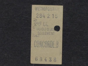 [COLLECTIONS] TICKET de METRO ANCIEN - CONCORDE - 2e Classe Billet Railway   - Imagen 1 de 1