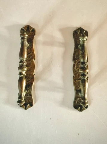 Amerock 176 Carriage 1971 Dark Hammered Brass Pull Handle & Backplate 3" Centers Cover
