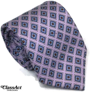 Jos. A. Cravatta geometrica viola Bank Executive Collection 100% seta larghezza 3,25" - Foto 1 di 5