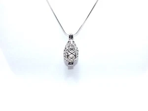 Silver Teardrop Heart Pendant Pearl Cage Necklace - Oyster Pearls - Picture 1 of 29