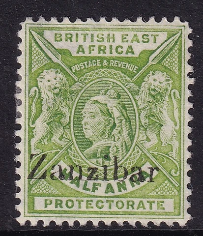 Zanzibar SG41 ½a yellow-green Mounted mint Cat 45 pounds Cover