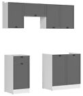 180cm Kitchen Set 5 Unit Wall & Base Complete Cabinets White/dark Grey Junona