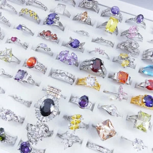 Nuevos Anillos Transparentes de Fiesta para Dama de 24 Lotes Mixtos al Mayor de 24 Dijes Joyería - Imagen 1 de 12