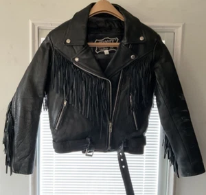 VINTAGE Y2K VELOCITY LEATHER MOTORCYCLE JACKET/MISSES SZ6/GREAT SHAPE - Picture 1 of 6