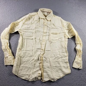 Tommy Bahama Shirt Men's Small Yellow Button Up 100% Linen Long Sleeve Stretch - Picture 1 of 12