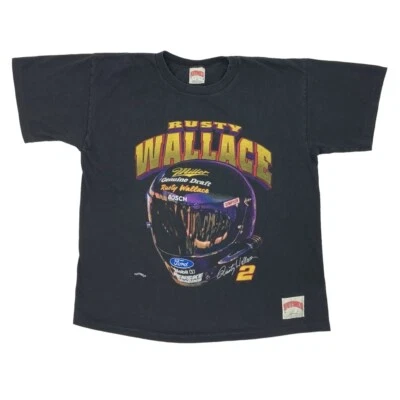 Sudadera De Colección Años 90 Nuez moscada Rusty Wallace #2 Negra XL Hecha en EE. UU. NASCAR Foto 1 de 4