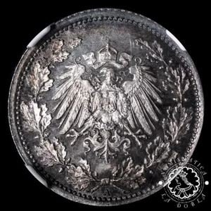 1915 - 1/2 MARK - Wilhelm II - Berlín - ALEMANIA - NGC MS64 - Picture 1 of 4
