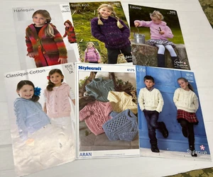 Stylecraft Girls Cardigan & Jumper, Lot Of 6 x Knitting Patterns, HO9 - Picture 1 of 9