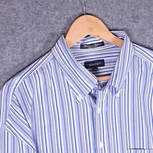 GANT Shirt Mens 2XL Blue Striped Long Sleeve Regular Fit Harvard Poplin Preppy - Picture 1 of 13