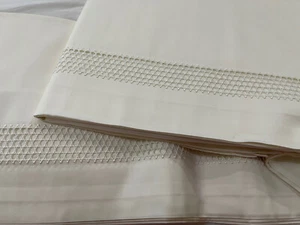 $685 Matouk Italia nuovo con etichette 1 pz Queen lenzuolo piatto 600 TC raso pizzo avorio Olivia 5 venduto - Foto 1 di 15