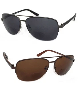 Retro Mens Pilot Bifocal Tinted Sun Reader Reading Sunglasses UV Protect RE70 - Picture 1 of 14