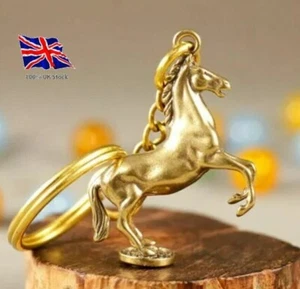 Solid Brass Horse Keychain Keyring - Foto 1 di 4