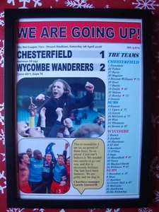 Chesterfield 1 Wycombe Wanderers 2 - 2018 - Wycombe promoted - framed print - Picture 1 of 2