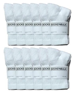 12 PK of Yacht & Smith Kids Premium Cotton Crew Socks White Size 4-6 -Boys Socks - Picture 1 of 6