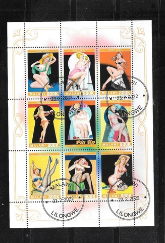 MALAWI 2022 CTO USED SOUVENIR SHEET PIN-UPS NUDE WOMEN NEW RECENT STAMPS Cover