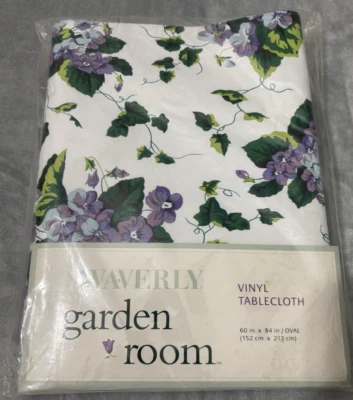 Waverly Garden Room Sweet Violet Floral Tablecloth Heirloom Collection 60" x 84" - Image 1 of 4