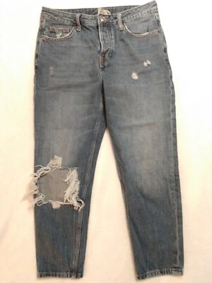 Topshop Jeans Moto Women's Hayden Destroyed Distressed Button Fly Cropped Sz W26 - Image 1 of 4