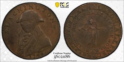 1794 Middlesex Lackington's Conder Token – PCGS XF45 BN – DH-353 ½ Penny - Image 1 of 3