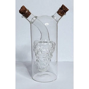 Botella de aceite y vinagre doble crueta de vidrio vintage con uva interior hojas dobles - Imagen 1 de 4