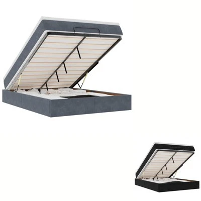 Ottoman Bed Frame with Mattress Wooden Platform Bedstead Bed Base Velvet vidaXL - image 1 of 3