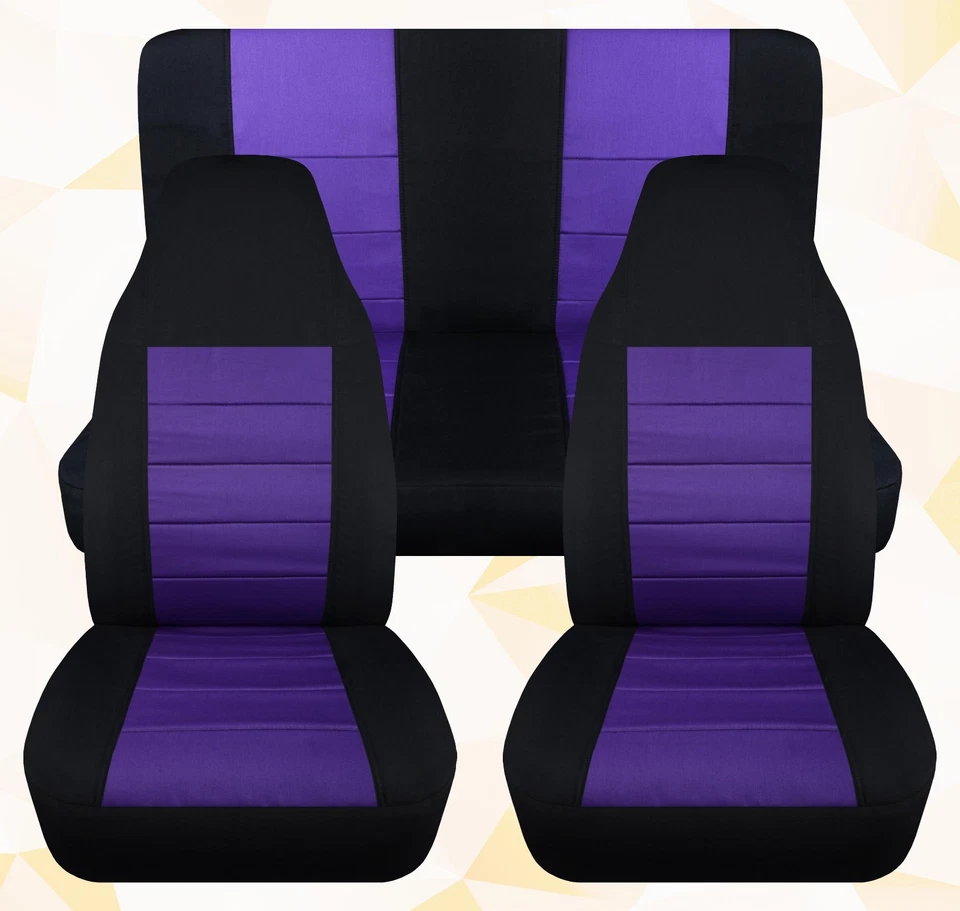 Fundas de asiento delanteras y traseras de algodón negro púrpura para Jeep Wrangler TJ 1997-2002 Foto 1 de 1