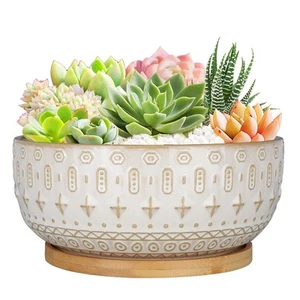 8 Inch Ceramic Succulent Planter Pots with Drainage Hole Flower Pot for Indoo... - Picture 1 of 7
