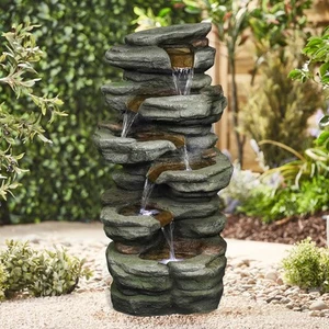 Natural Rock-Look Cascading Fountain – Realistic Water Feature for Garden - Picture 1 of 13