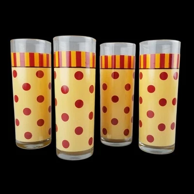 Винтажный Gail Pittman Southern Living Highball стекла в горошек полоски набор из 4 - Изображение 1 из 4