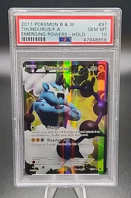 PSA 10 Gem Mint Pokemon Thundurus Black & White Emerging Powers 97/98 Full Art - Image 1 of 2