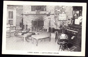 Postal Arkansas AR Hot Springs Coy's Steak House 1950s interior de restaurante - Imagen 1 de 2