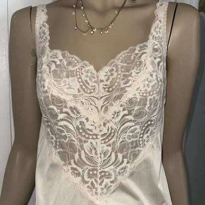 Corpiño de encaje de nailon brillante sedoso Vanity Fair para mujer talla 36 vintage Foto 1 de 4