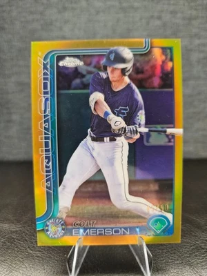 2025 Topps Chrome Pro Debut Colt Emerson True Gold Refractor #'d /50 - Image 1 of 2