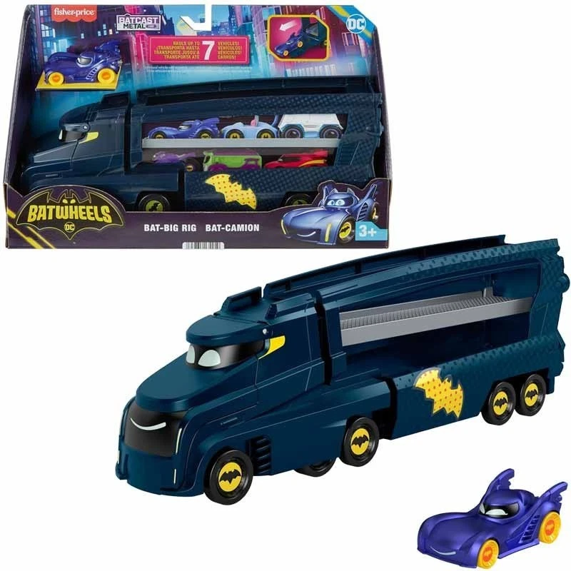Mattel Fisher Price Batcamion Playset Camion + Batmobile Scala 1:55 Hmx07 - Immagine 1 di 4