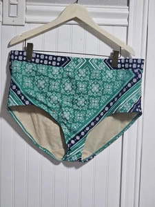 Swim by Cacique Navy Green Hankerchief Print Bikini Bottoms Size 22 Lined NEW - Picture 1 of 9