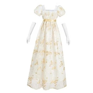 Golden Regency Dresses for Women 1800s Vintage Dress Victorian Ball Gown with - Picture 1 of 7