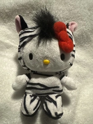 6” Hello Kitty Zebra Stuffed Animal Black & White Plush Toy - Image 1 of 2