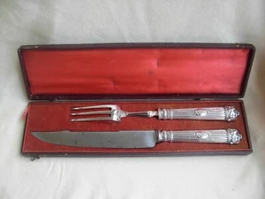 STUNNING ANTIQUE FRENCH STERLING SILVER CARVING SET,COUNT S CROWN,LATE 19th. - Picture 1 of 14