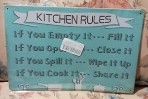 Blechschild - "Küchenregeln".  12 x 8 Zoll versandkostenfrei - Bild 1 von 2