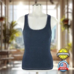 Vintage Y2K Abercrombie & Fitch DAMEN SM geripptes Tanktop blau Strass Glitzer - Bild 1 von 19