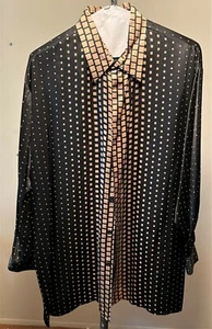 VINTAGE HERREN GENELLI ZWEIFARBIGES MUSTER SHIRT - 100 % SEIDE - GRÖSSE XL - NEUWERTIG - Bild 1 von 4