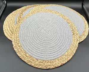 JUEGO DE 4 COLCHONETAS YUTE/PAJA REDONDAS BRONCEADAS Y GRISES NUEVAS - Imagen 1 de 3