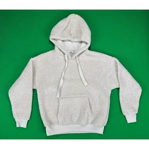 American Eagle Hoodie Women's Medium Cream Teddy Sherpa Fuzzy Sweatshirt - Picture 1 of 16