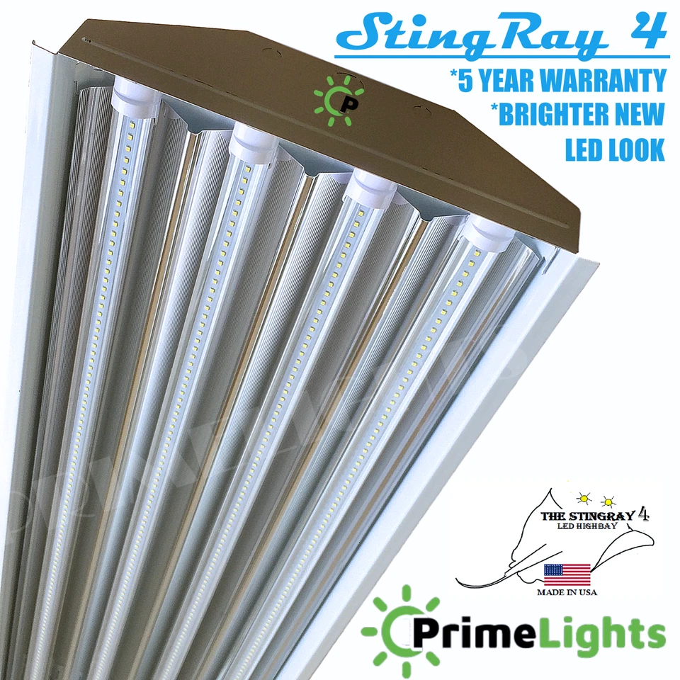 Prime Lights T8 Stingray 4XL Shop Light - PL-4SRHBLD88FM (White)