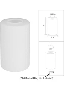 4Pack White Cylinder Light Fixture Replacement Linen Frosted Glass Lamp Shade - Picture 1 of 4