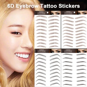 6D Eyebrow Sticker Water Transfer Hair-like Eye Brow Tattoo Sticker Long Lasting - Picture 1 of 44