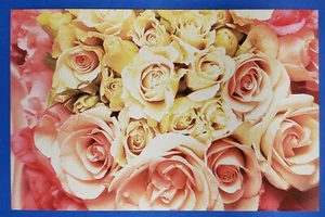 Postcard Pink Yellow Roses Harlequin 2002 Love The Emotion Collection - Picture 1 of 2